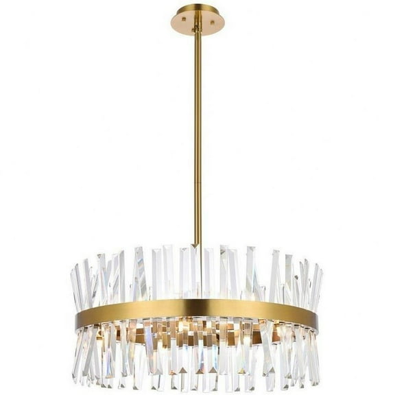 14 Light Round Pendant in Modern Style-12 inches Tall and 25 inches Wide-Satin Gold Finish Bailey Street Home 390-Bel-5048099