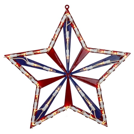 14" Lighted Red White and Blue 4th of July Star Window Silhouette Decoration