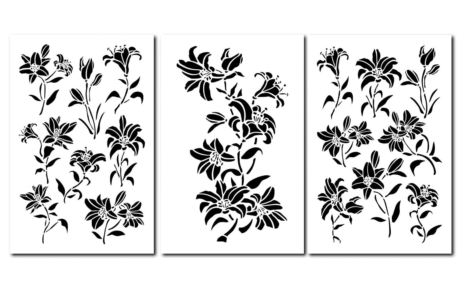 14 Lily Flowers Painting Stencils Wall Craft Airbrush Flower Lilies  Template 3PK