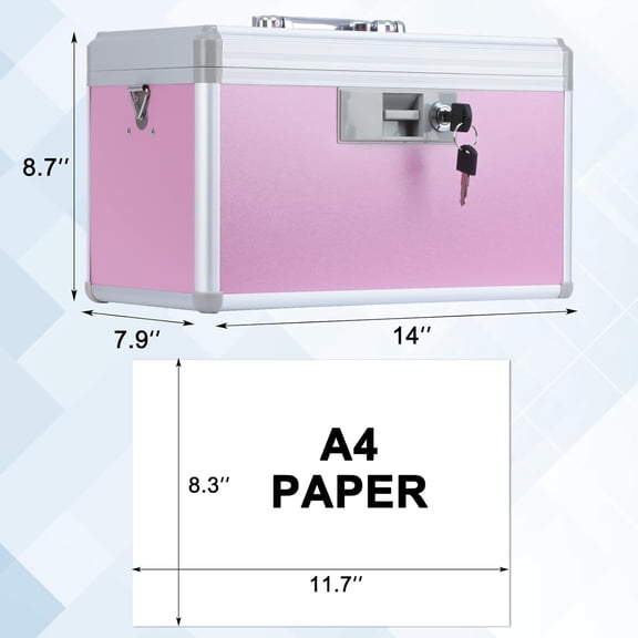 14" Medicine Lock Box, First Aid Safe Medication Storage Box, Aluminum Daily Medicine Cabinet, Key Medication Locking Storage Box for Family Use