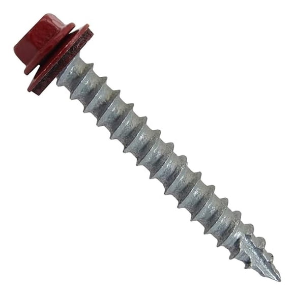 #14 Metal ROOFING SCREWS: (250) Screws x 2" DARK RED Hex Head Sheet Metal Roof Screw. Self starting/tapping metal to woodsheet metal siding screws with EPDM washer. for corrugated roofing