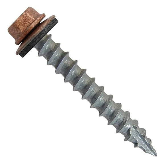 #14 Metal Roofing Screws: (250) Screws x 1-1/2" Copper Hex Head Sheet Metal Roof Screws with EPDM Washer for Corrugated Roofing