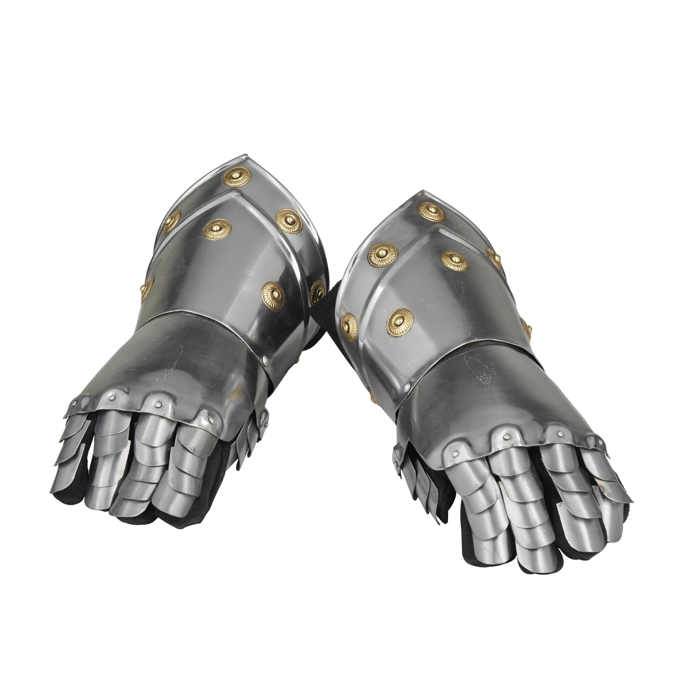 Hands 14" Metal Silver Replica Medieval Armor Gloves, by DecMode (2 Count)