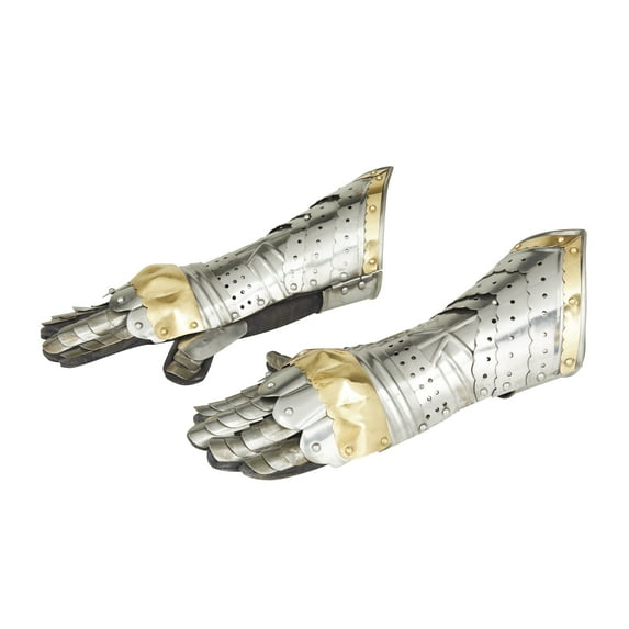 14" Metal Silver Replica Medieval Armor Gloves, by DecMode (2 Count)
