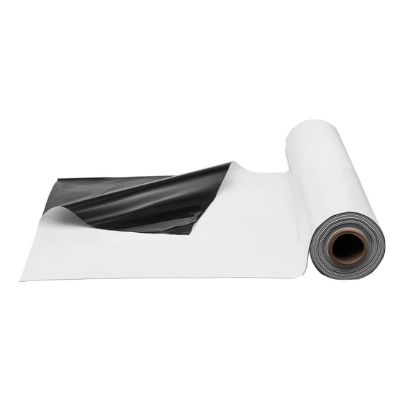 14 Mil Plastic Sheeting - 10' x 100' Heavy Duty - Painter's Drop Cloth, Vapor Barrier, Crawl Space Cover - Black/White Double Sided