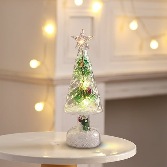 14" Mini LED Christmas Tree - Battery Powered Desktop Decor with Snowflakes for Office/Home/Dorm Room Holiday Lighting (Multicolor)