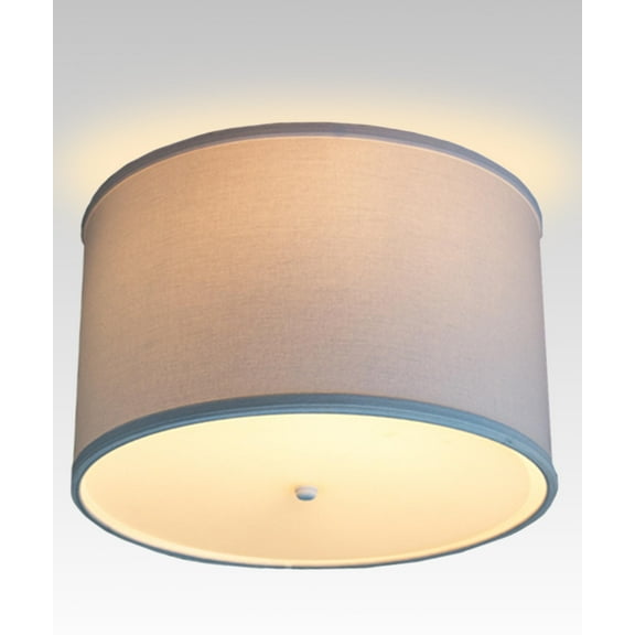 Moderne Flush Mount Conversion Kit 14"w White Fabric Drum Lampshade