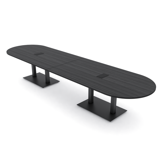 14' Modular Racetrack Conference Table With Double Bases Power Units