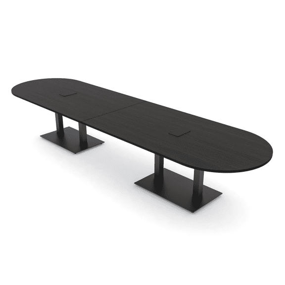 14' Modular Racetrack Conference Table With Double Bases Power Units