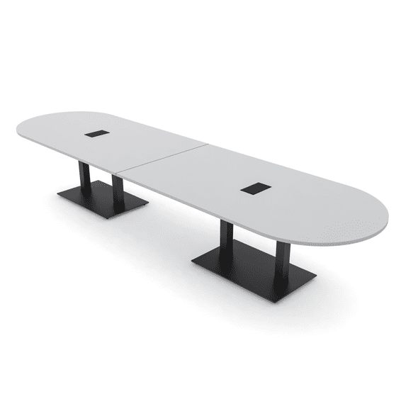 14' Modular Racetrack Conference Table With Double Bases Power Units