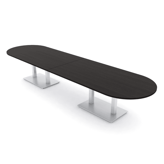 14' Modular Racetrack Conference Table With Square Bases Power Units