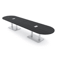 thumbnail image 1 of 14' Modular Racetrack Conference Table With Square Bases Power Units, 1 of 7