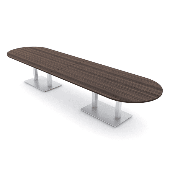 14' Modular Racetrack Conference Table With Square Bases Power Units