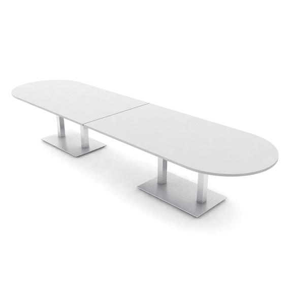 14' Modular Racetrack Conference Table With Square Bases Power Units