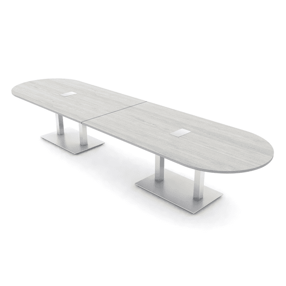 14' Modular Racetrack Conference Table With Square Bases Power Units