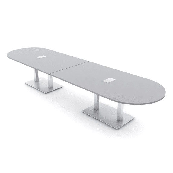14' Modular Racetrack Conference Table With Square Bases Power Units