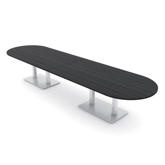 14' Modular Racetrack Conference Table With Square Bases Power Units