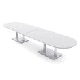 thumbnail image 1 of 14' Modular Racetrack Conference Table With Square Bases Power Units, 1 of 7
