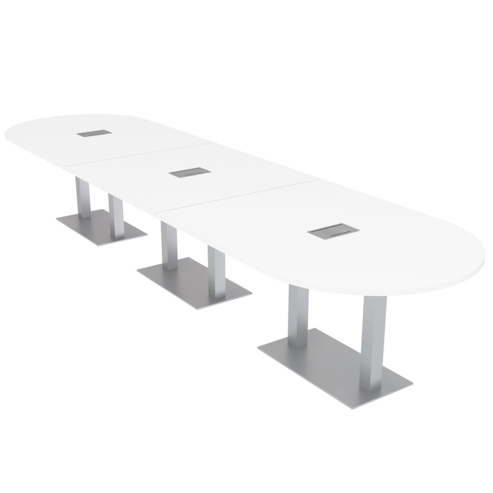 14' Modular Racetrack Conference Table With Square Bases Power Units ...