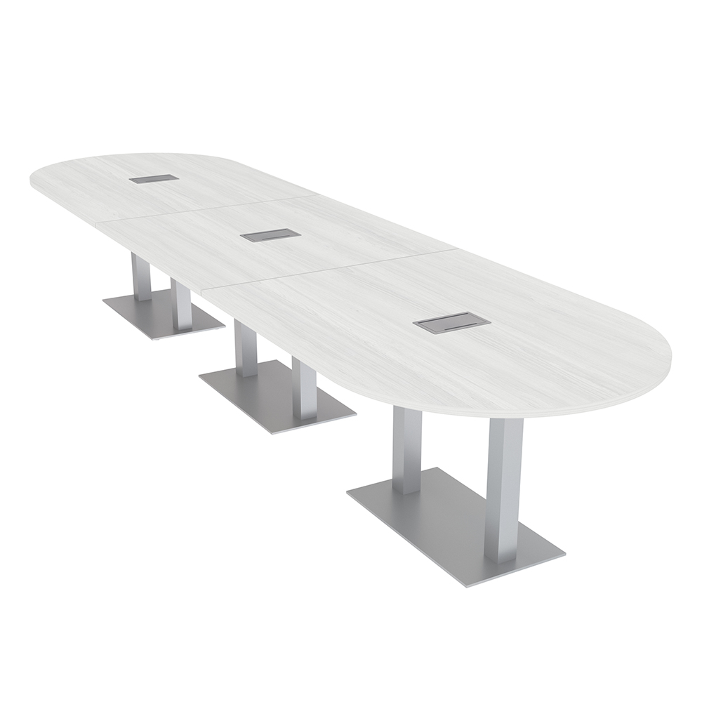14' Modular Racetrack Conference Table With Square Bases Power Units ...