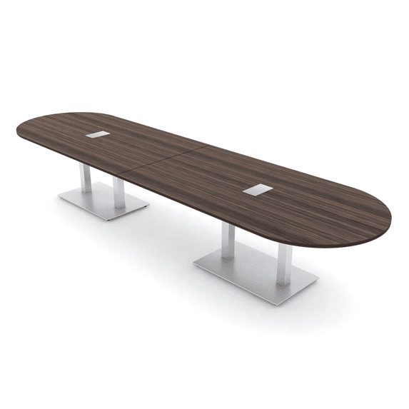 14' Modular Racetrack Conference Table With Square Bases Power Units