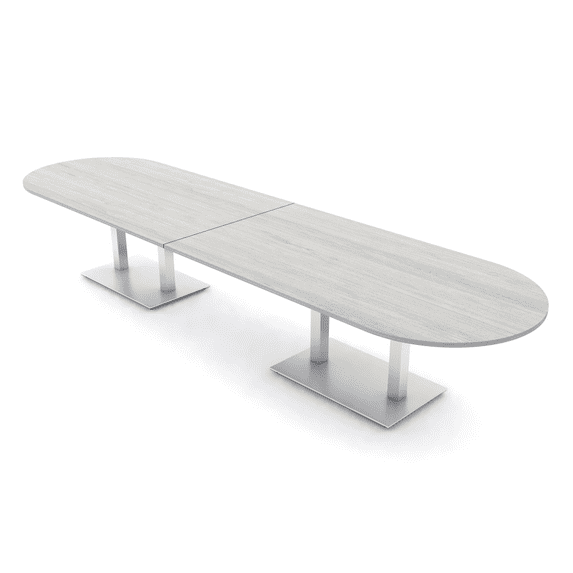 14' Modular Racetrack Conference Table With Square Bases Power Units