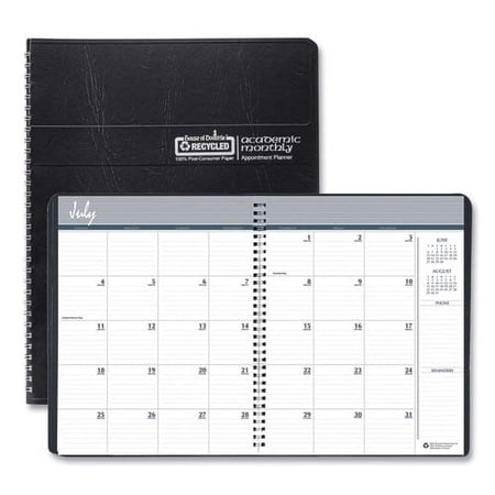 14-Month Recycled Ruled Monthly Planner, 11 x 8.5, Black Cover, 14-Month (July to Aug): 2023 to 2024 | Bundle of 2 Each