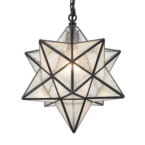 Moravian Star 14'' Black Seeded Glass Pendant Light with Adjustable Chain