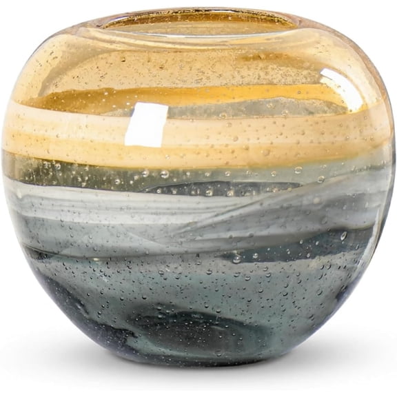 14" Mouth Blown Glass Vase for Home Decor - Large Amber Vases for Flowers, Watertight for Hydroponic Plants or Table Centerpiece in Living Room, Entryway, Wedding or Gift