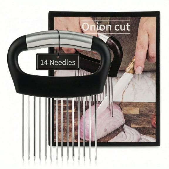 14 Needles Stainless Steel onion slicer holder, Daily Kitchen Tool for Onion Cutter for Slicing of Onions,Avocados,Eggs,Tomatoes and Other Vegetables(1 Pack )