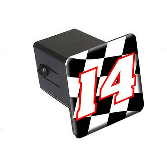 14 Number Checkered Flag, Racing 2" Tow Trailer Hitch Cover Plug Insert