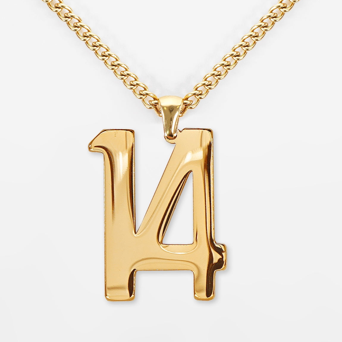 14 Number Pendant with Chain Necklace - Gold Plated