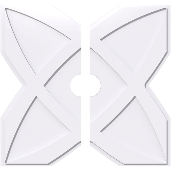 14"OD x 2"ID x 4 3/4"C x 1"P Titus Architectural Grade PVC Contemporary Ceiling Medallion, Two Piece