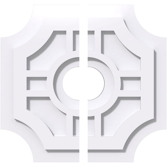 14"OD x 3"ID x 4 1/2"C x 1"P Haus Architectural Grade PVC Contemporary Ceiling Medallion, Two Piece