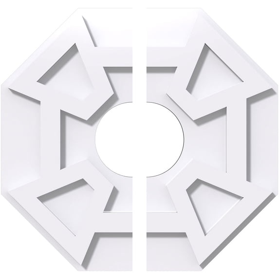 14"OD x 4"ID x 4 3/4"C x 1"P Logan Architectural Grade PVC Contemporary Ceiling Medallion, Two Piece