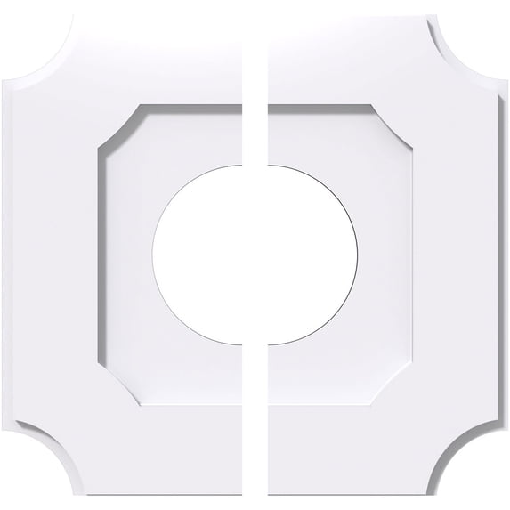 14"OD x 5"ID x 8 1/4"C x 1"P Locke Architectural Grade PVC Contemporary Ceiling Medallion, Two Piece