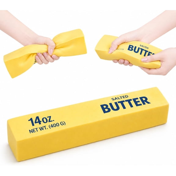 14 OZ Giant Butter Squishy-Slow Rising Stress Relief for Adults All Ages, Big Butter Squishy Jumbo Squeeze Sensory, Soft PU Foam Fidget (9.8 inches)