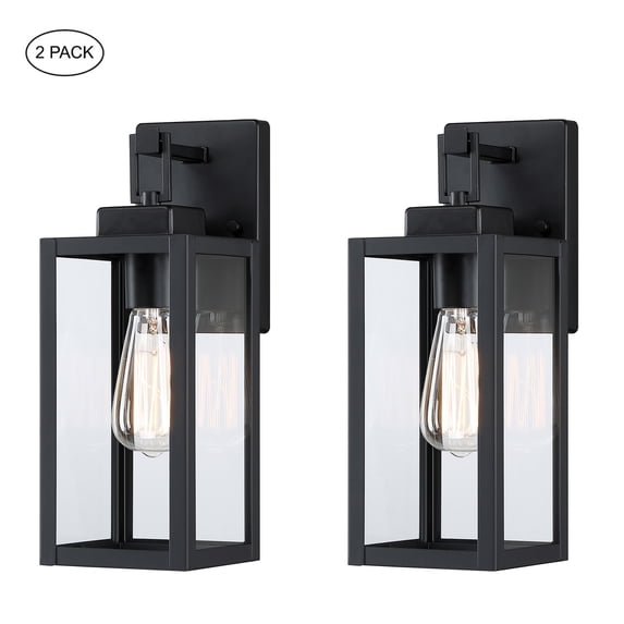 14" Outdoor Light Fixtures Wall Mount Outdoor Wall Lights for House Matte Black Exterior Light Fixtures for Porch, Garage, Hallway, Doorway, Backyard, (2-Pack)