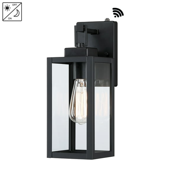 14" Outdoor Lighting Wall Mount Dusk to Dawn Sensor Porch Light Fixture with Matte Black Finish, E26