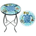 thumbnail image 1 of 14"  Outdoor Side Tables, Weather Resistant turtle Round Patio Side Table, Metal & Glass End Table, Plant Stands Table Outside, for Yard  Garden Balcony Pathway Bedside, 1 of 7