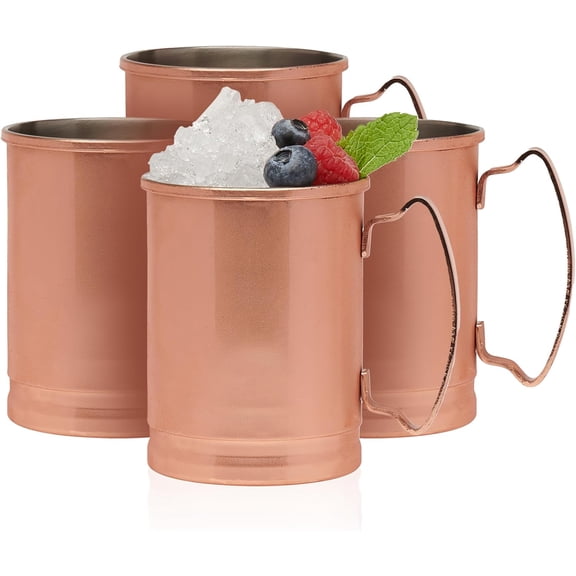 14 Oz Clssic Copper Moscow Mule Mugs with Hndle, Cups Set of 4 , for Drinking Iced te, Wter nd More