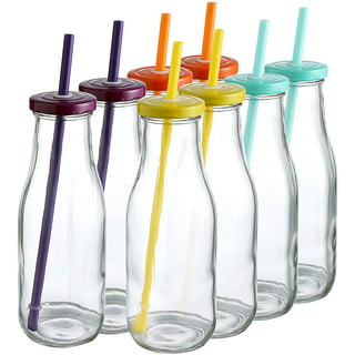 Milk Bottles With Lids And Straw