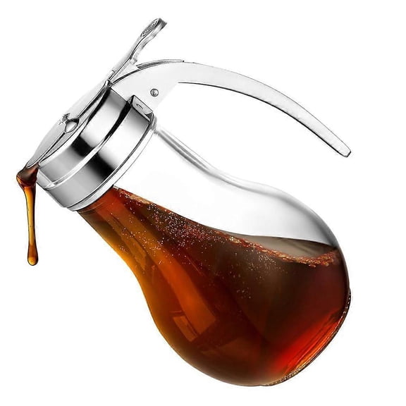 14 Oz Glass Syrup Dispenser, No Drip Glass Syrup Bottle for Maple Syrup, Honey Dispenser, Pancake Mix, or Sugar