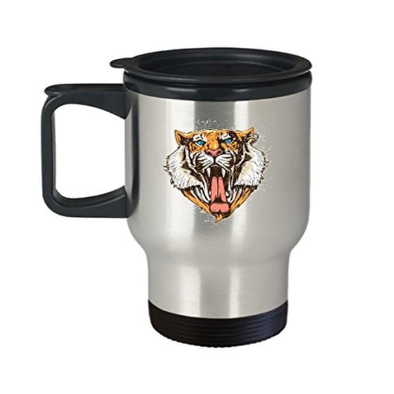 14 Oz Tiger Big Cat Stainless Steel Travel Mug - Perfect Gift for Cat Lovers