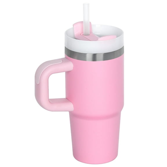 14 Oz Tumbler with Handle and Straw for Kids, Stainless Steel Vacuum Insulated Cup for Children. 14 Oz Mug Gift for Kids (Pink)