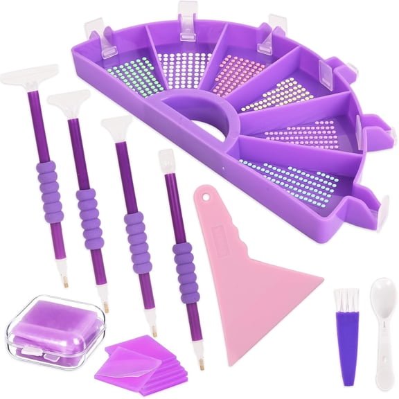 14 PCS Diamond Art Kits Diamond Painting Tools 6 Squares Diamond Art Trays Painting Accessories Diamond Art Pens and Tools for Kids Adults