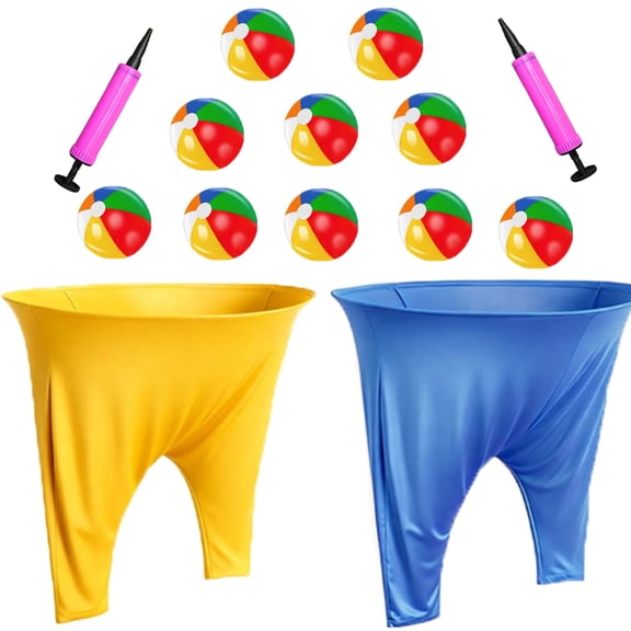 14 PCS Granny Pants Yard Game Set , 2 Oversized Pants with 10 Colorful Bouncy Balls & 2 Air Pump, Outdoor Tossing Games for Family Easter Party, Carnival, Reunion & Backyard Fun