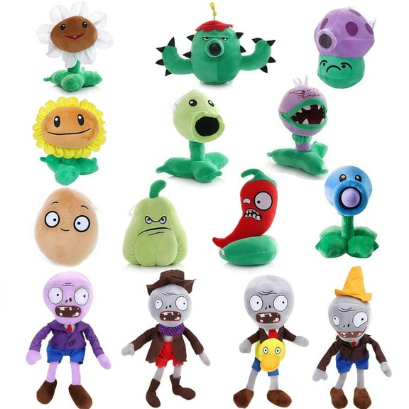 14 PCS Plants and Zombies Plush PVZ Zombies Plants Set Toys PVZ 1 2 Stuffed Soft Zombies Doll Zombies Plush Toy New