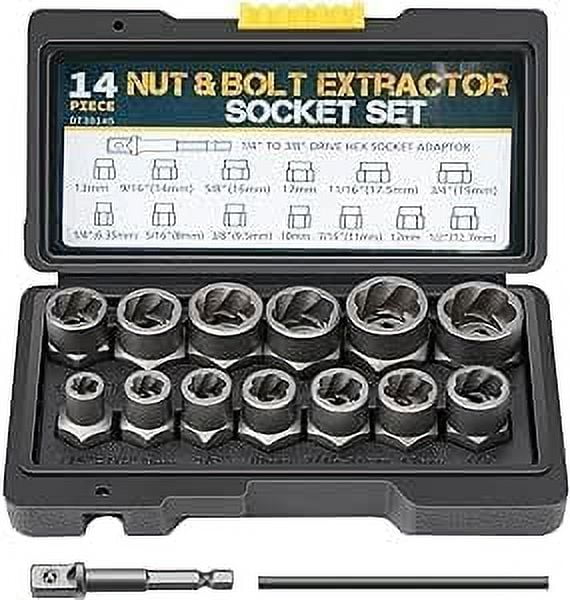 14 STKS Lug 3/8Inch Drive Impact Bout Moer Extractor Set Zwart Staal 1/4Inch-3/4Inch Twist Socket Tool Set