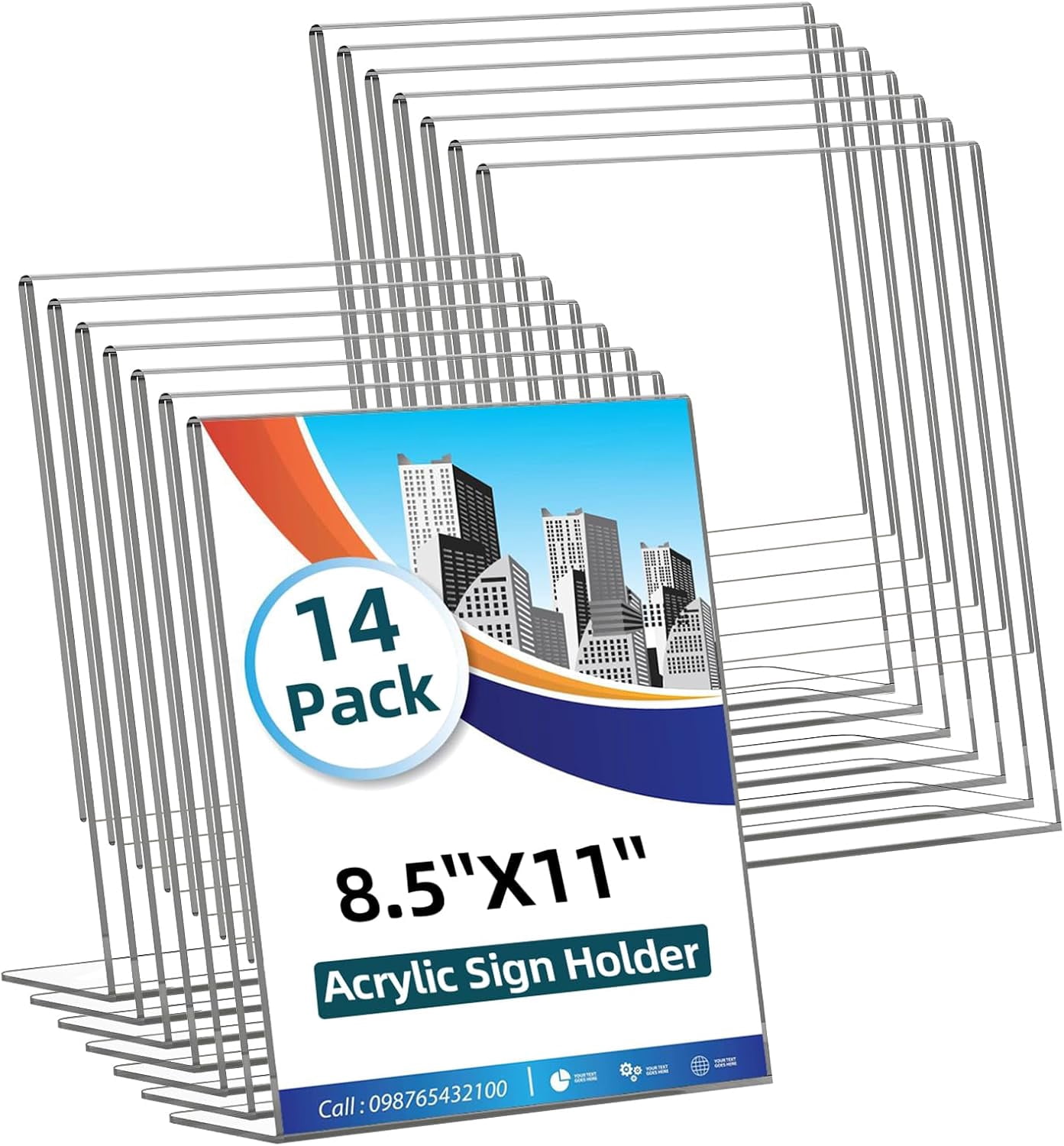 14 Pack Acrylic Sign Holder 8.5x11 Inches, Clear Tabletop Plastic Paper ...